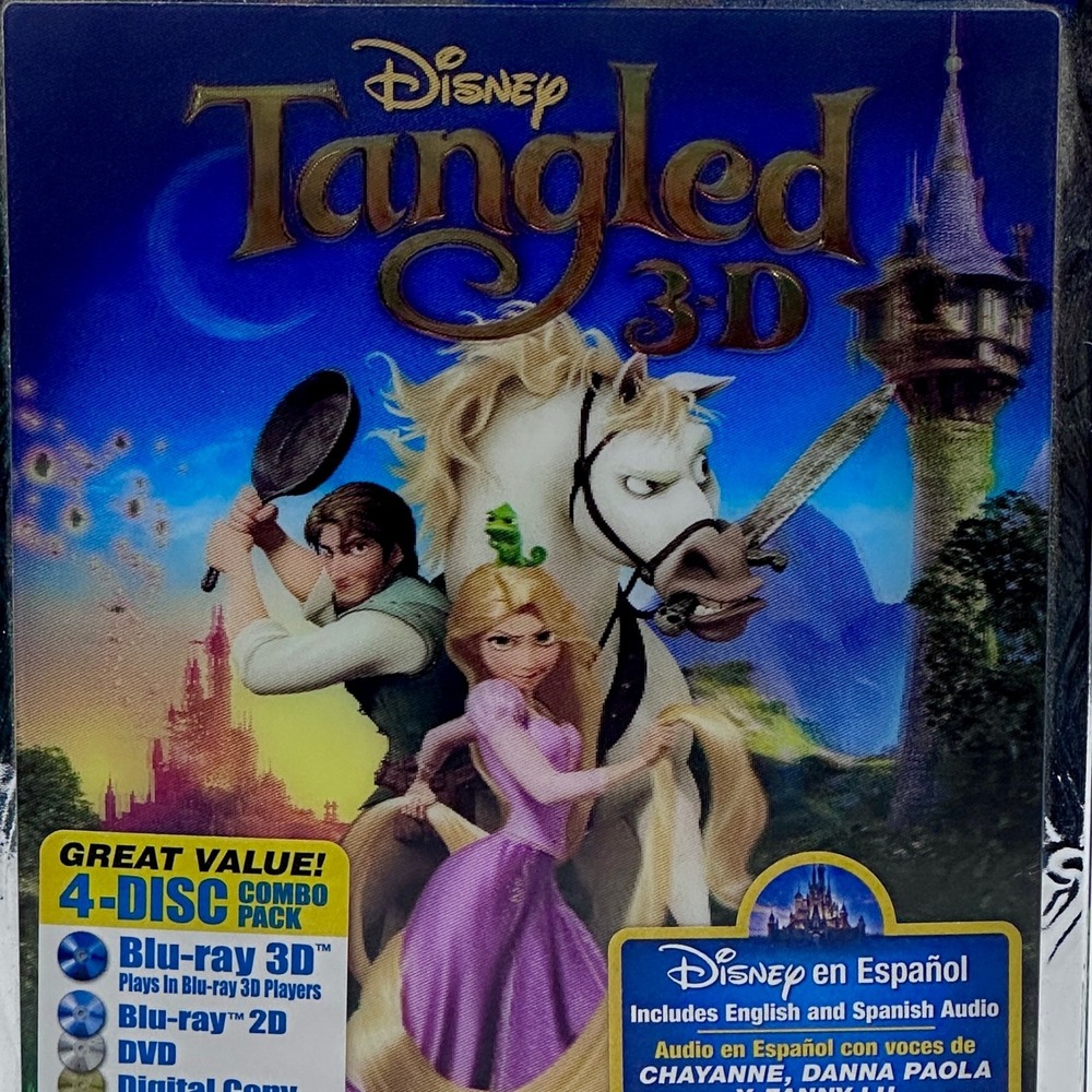 Disney Tangled 3D Blu-ray 4-Disc Combo Pack 2D DVD Digital Copy Spanish Audio‎